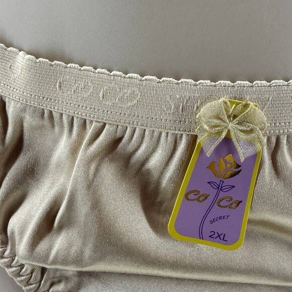 Coco Secrets Neutral Beige Satin Full Coverage Panties Underwear #38306Q 2XL - Picture 2 of 4
